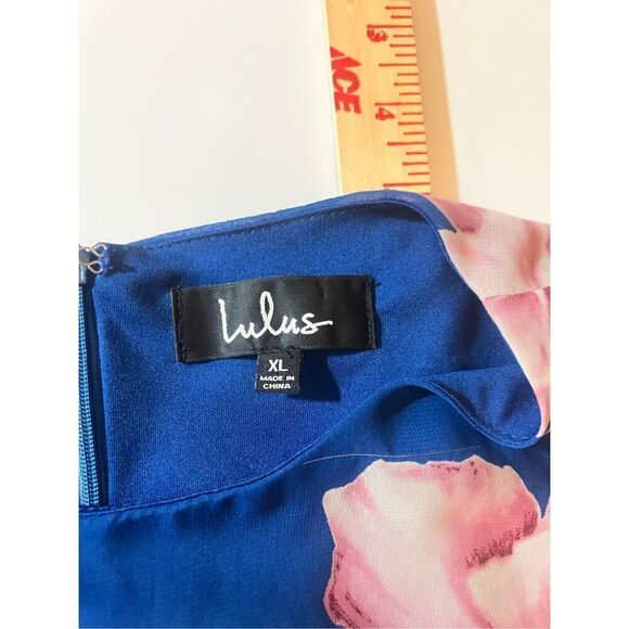 Lulus blue dress with pink roses size X-Large - Picture 4 of 9